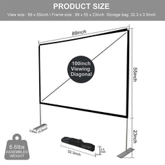 Skerell Portable Projector Screen with stand 16:9 100 inch